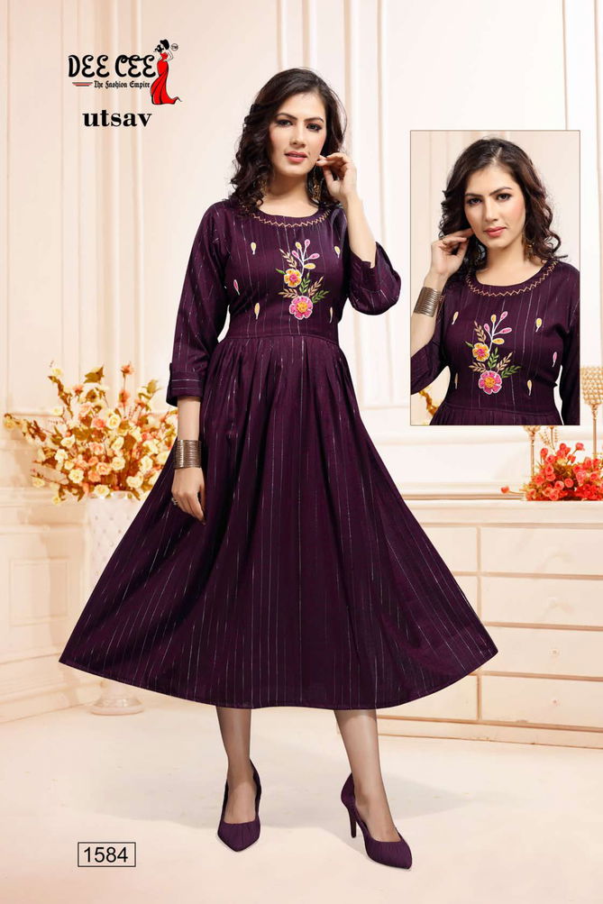 Utsav Dee Cee New Ethnic Wear Designer Rayon Anarkali Kurti Collection 